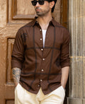 Brown Embroidered Shirt 100% Cotton