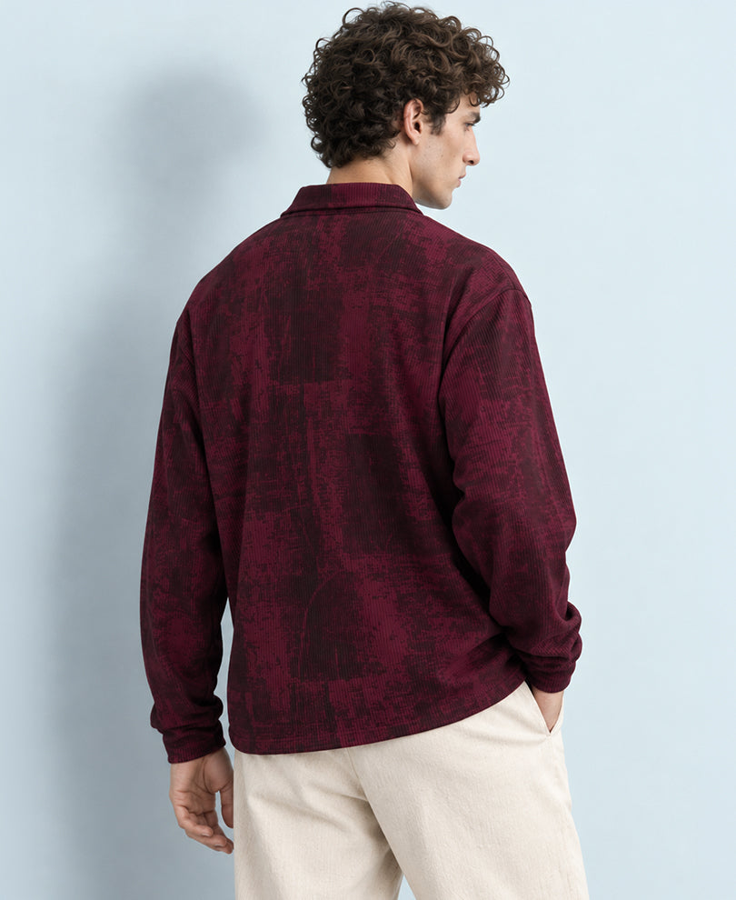 Wine Abstract Print Polo T-Shirt