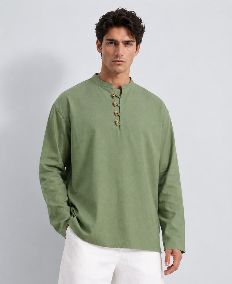 Mint Linen Blend Kurta Shirt