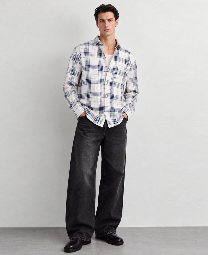 White Structured Checks Shirt