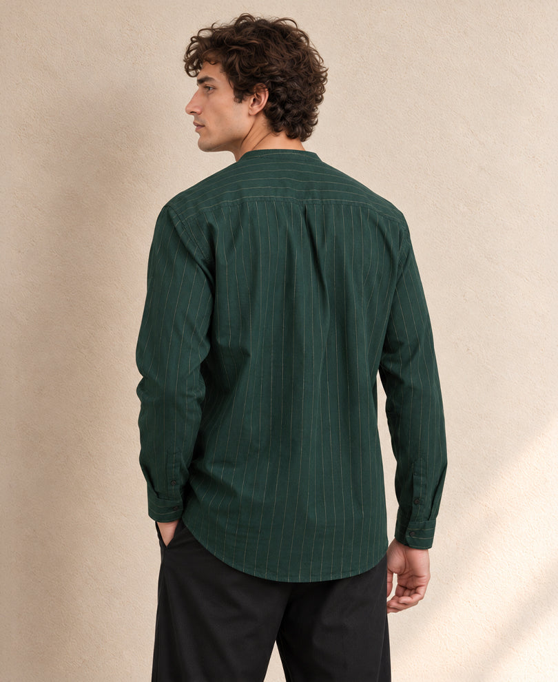 Green Striped Kurta Shirt