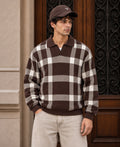 Brown Checks Knitted T-Shirt
