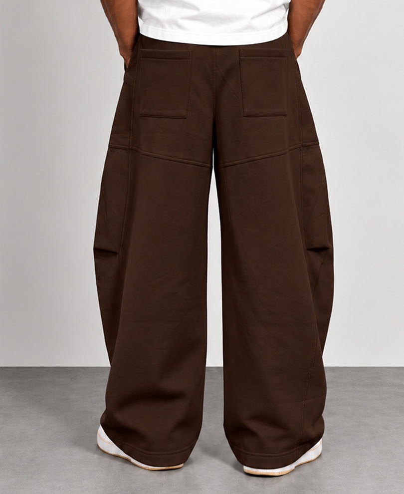 Brown Panelled Barrel Fit Trackpants