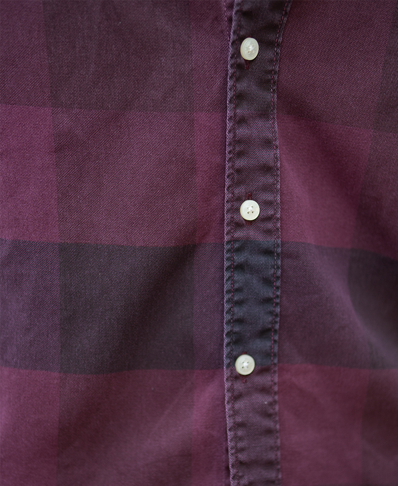 Burgundy Overdyed Checks Shirt 100% Cotton