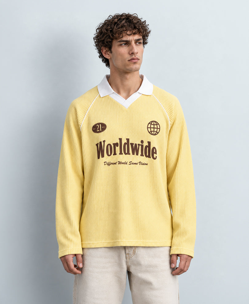 Yellow Printed Raglan T-Shirt