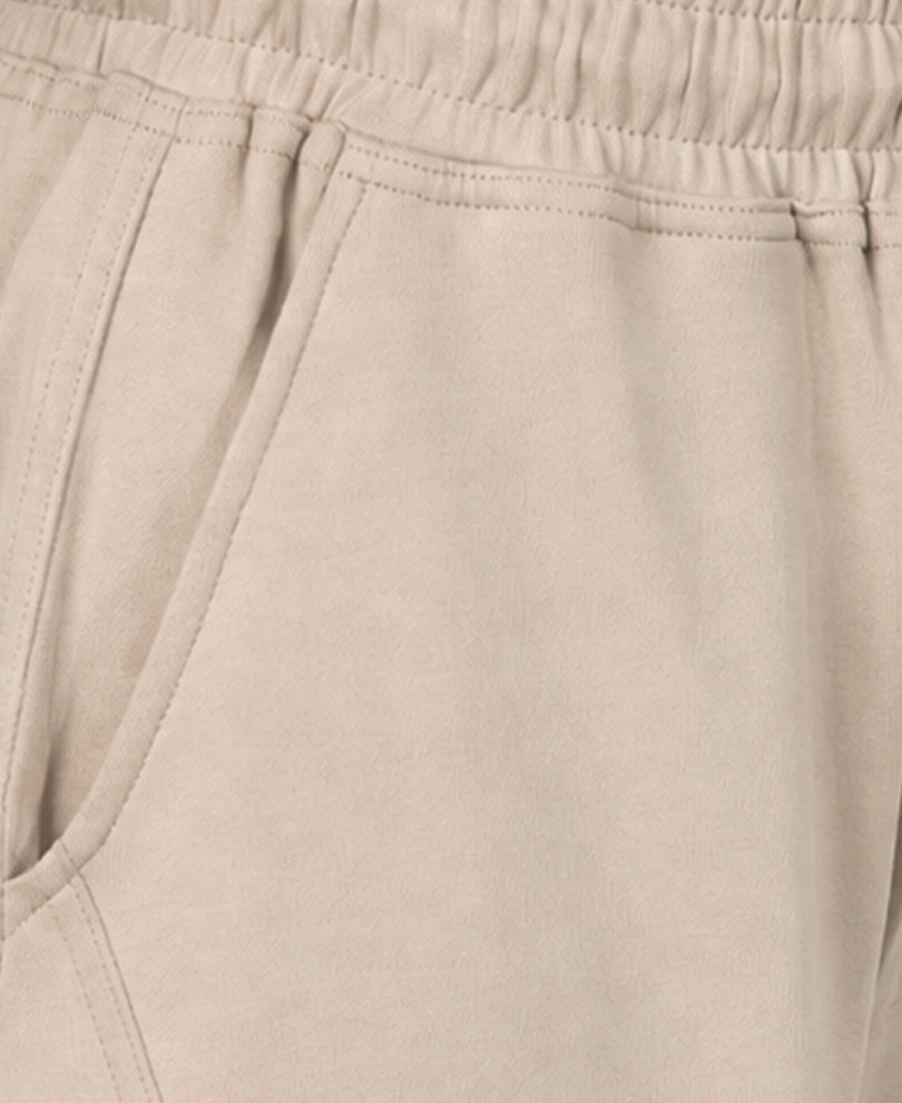 Beige Barrel Fit Panelled Trackpants