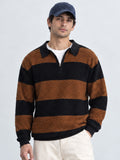 Black & Brown Knitted Stripe T-Shirt 100% Cotton