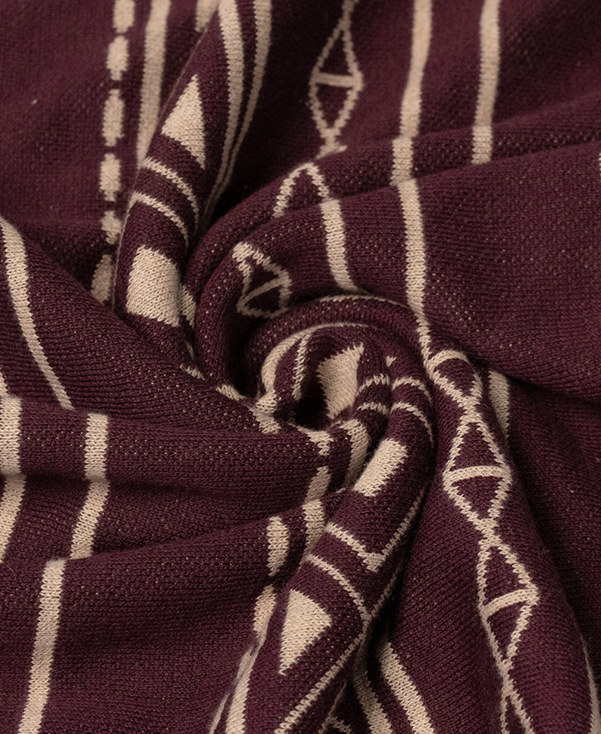Wine Geometric Jacquard Cotton T-Shirt