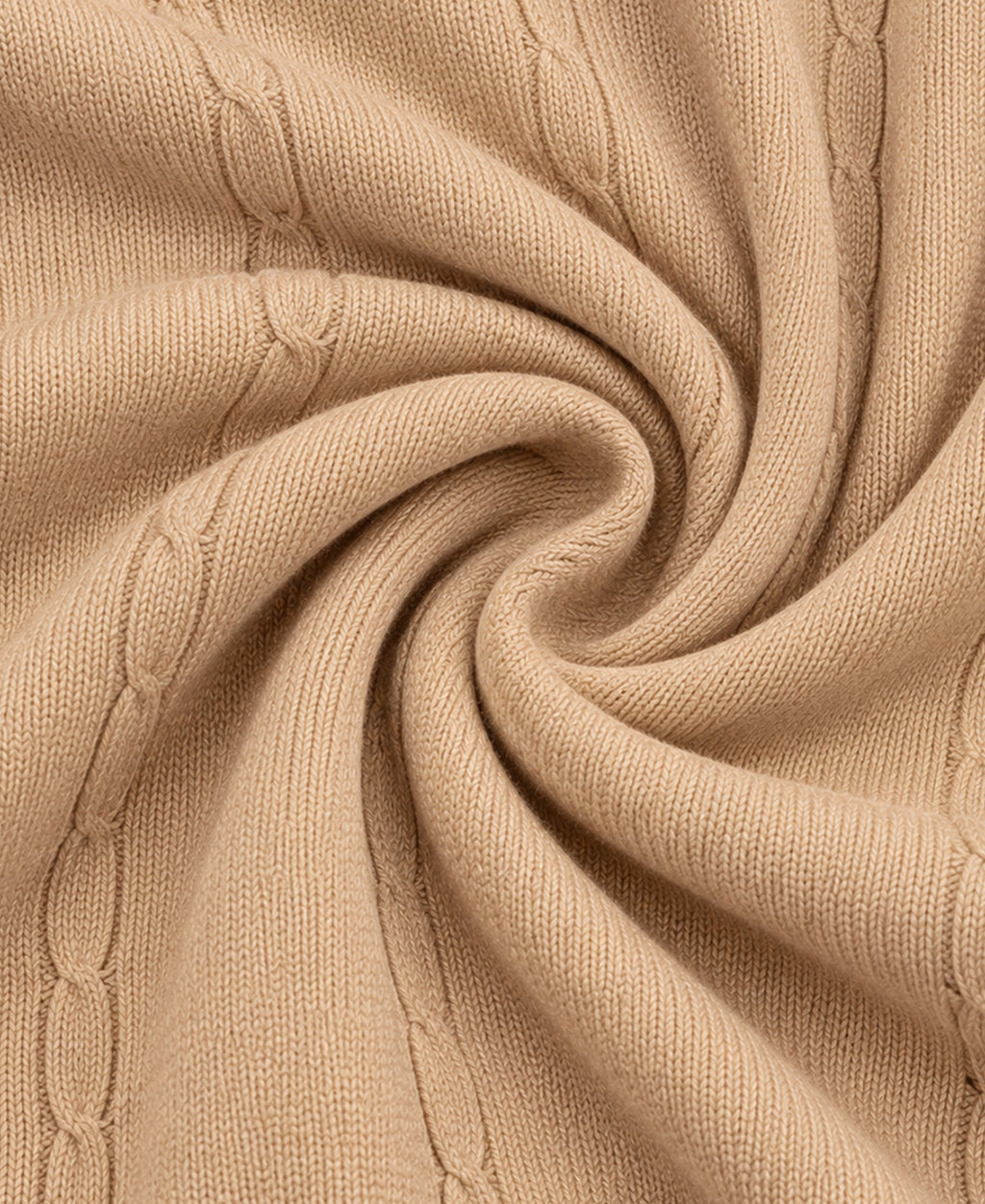 Beige Cable Knit T-Shirt 100% Cotton