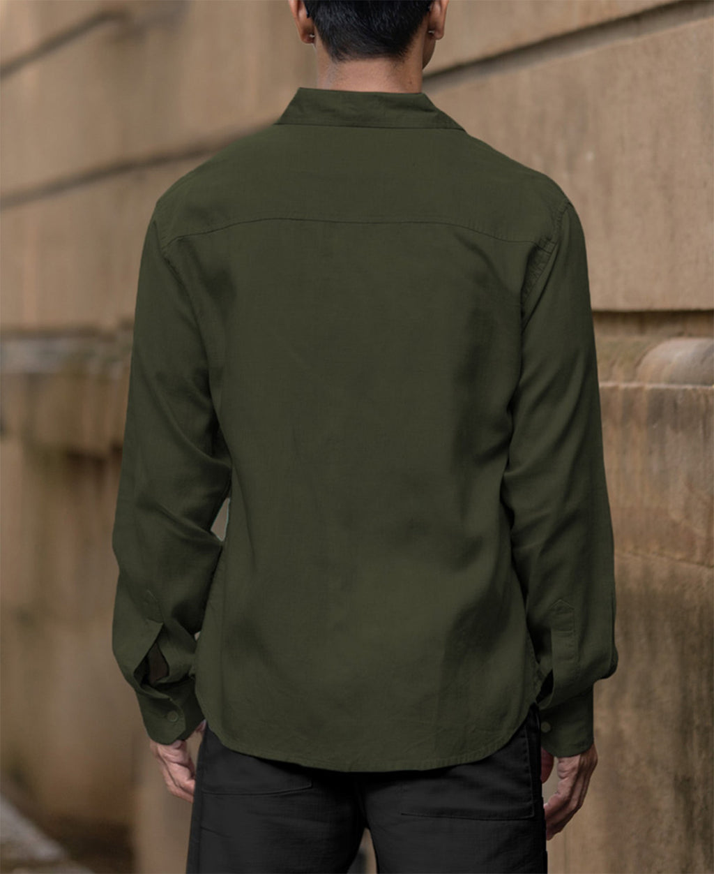 Olive Linen Blend Shirt