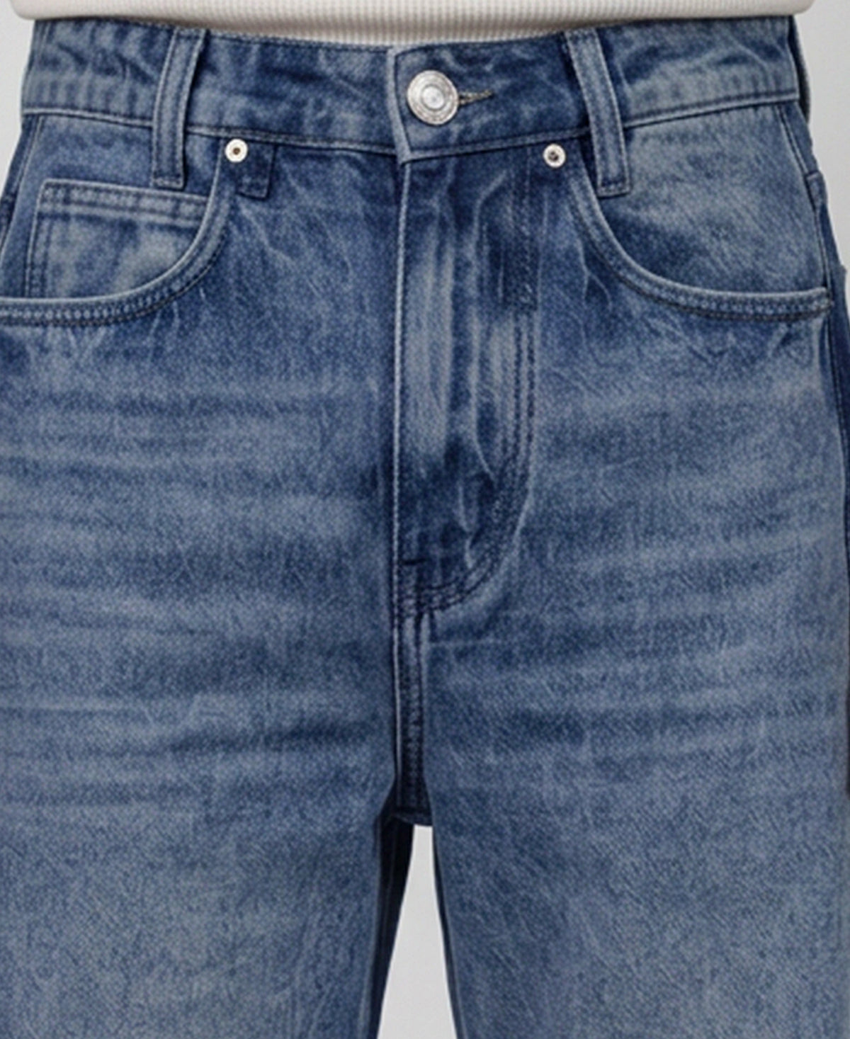 Dark Blue Panelled Baggy Jeans