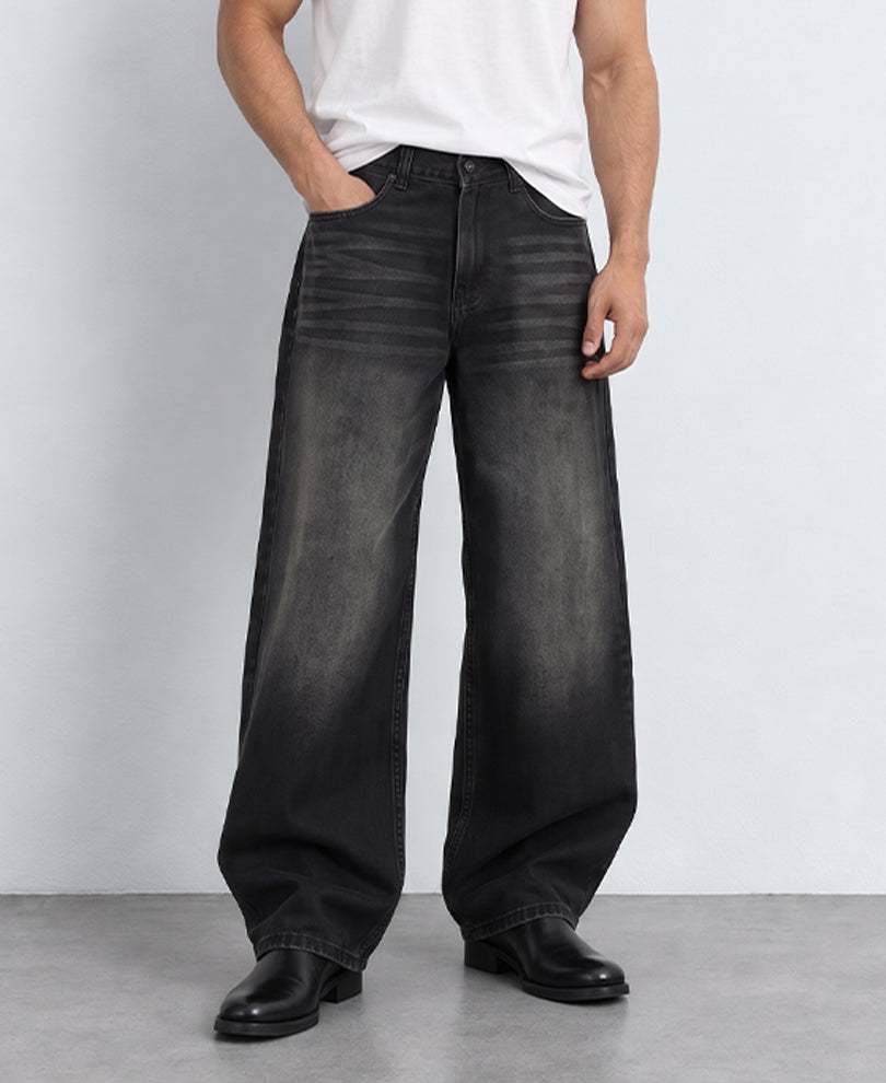 Tinted Black Washed Baggy Jeans