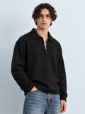 Black Structured Zipper T-Shirt