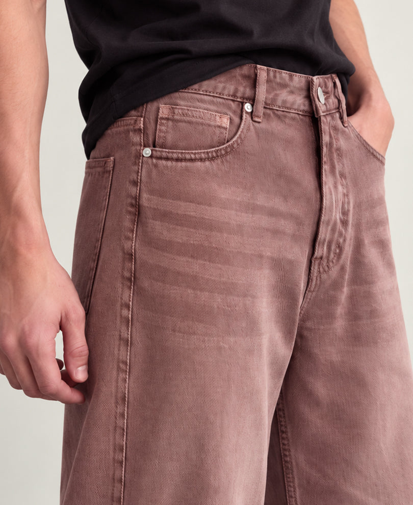 Dusty Peach Washed Baggy Jeans