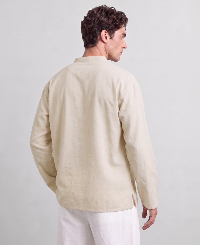 Natural Linen Blend Kurta Shirt