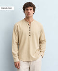 Beige Striped Kurta Shirt
