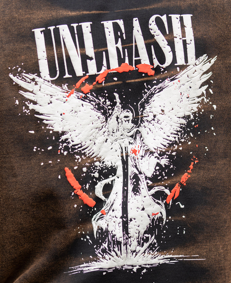 Dark Brown Washed Graphic T-Shirt 100% Cotton