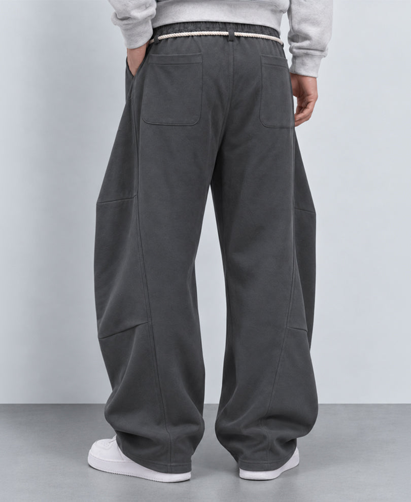 Grey Panelled Barrel Fit Trackpants