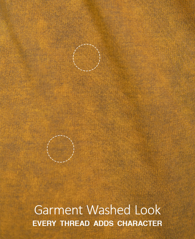 Dark Mustard Panelled Washed T-Shirt 100% Cotton