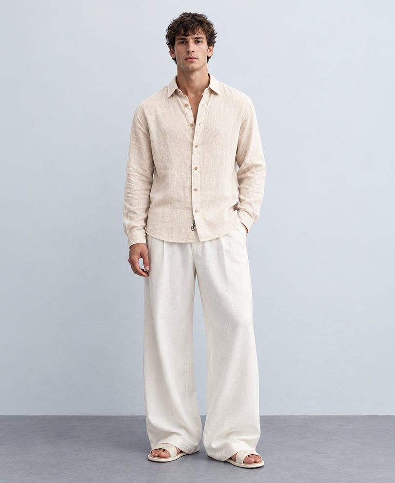 Light Beige 100% Linen Premium Shirt