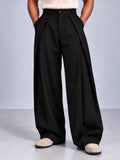 Black Cross Pleat Baggy Trouser