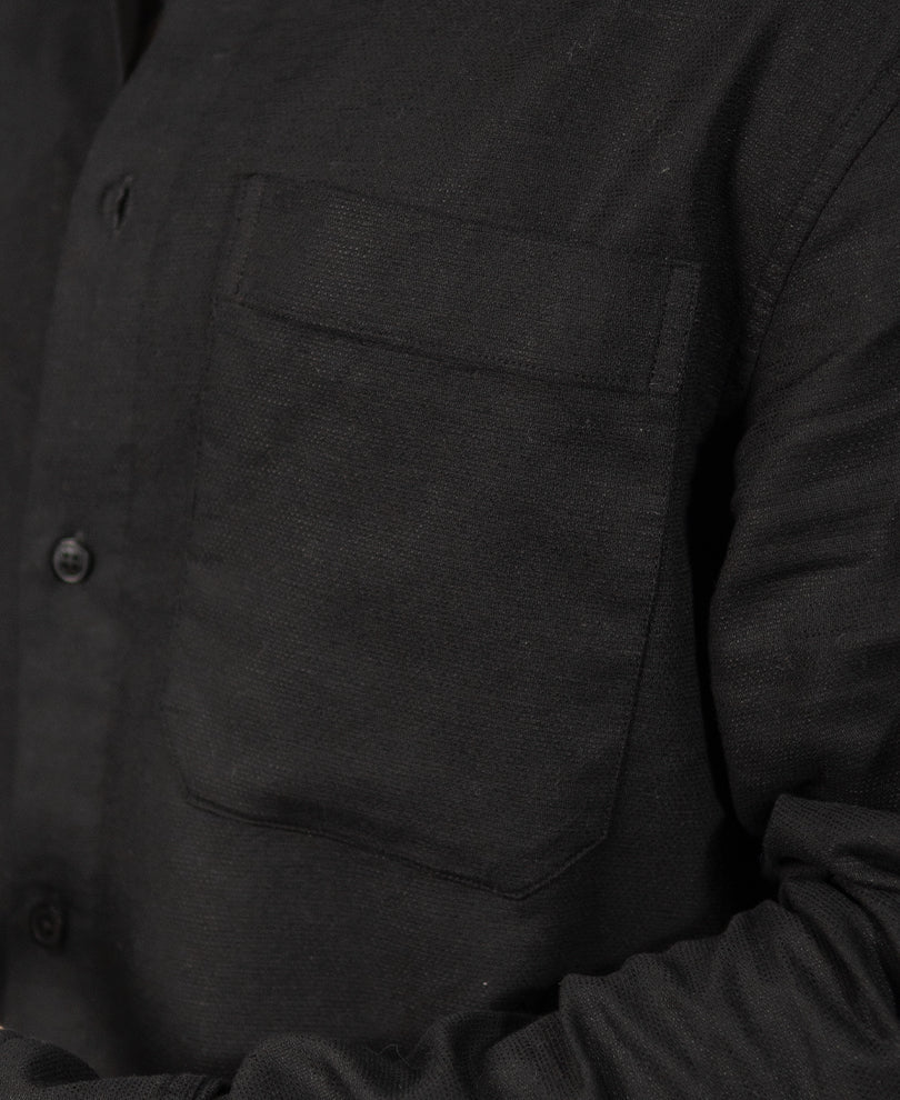 Black Linen Blend Cord Set