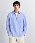 Blue Stripe Zipper Kurta Shirt