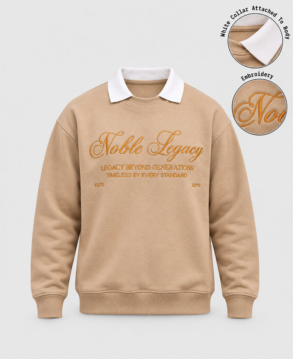 Beige Embroidered Knitted T-Shirt