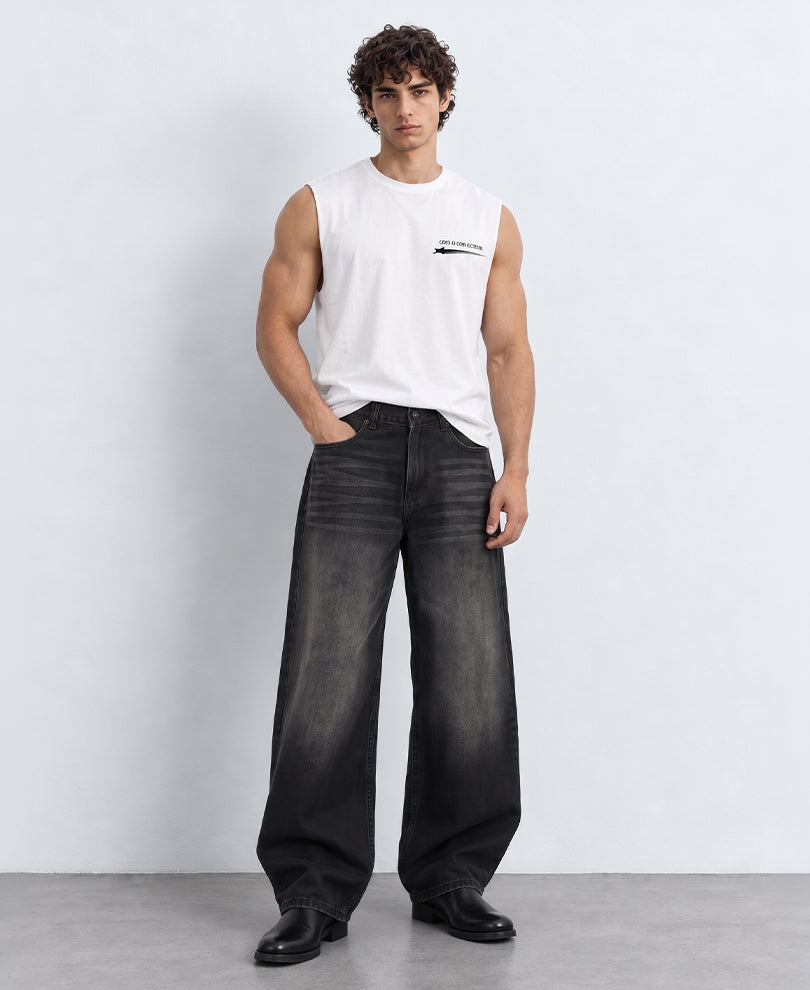 Tinted Black Washed Baggy Jeans