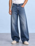 Mid Blue Washed Baggy Fit Jeans