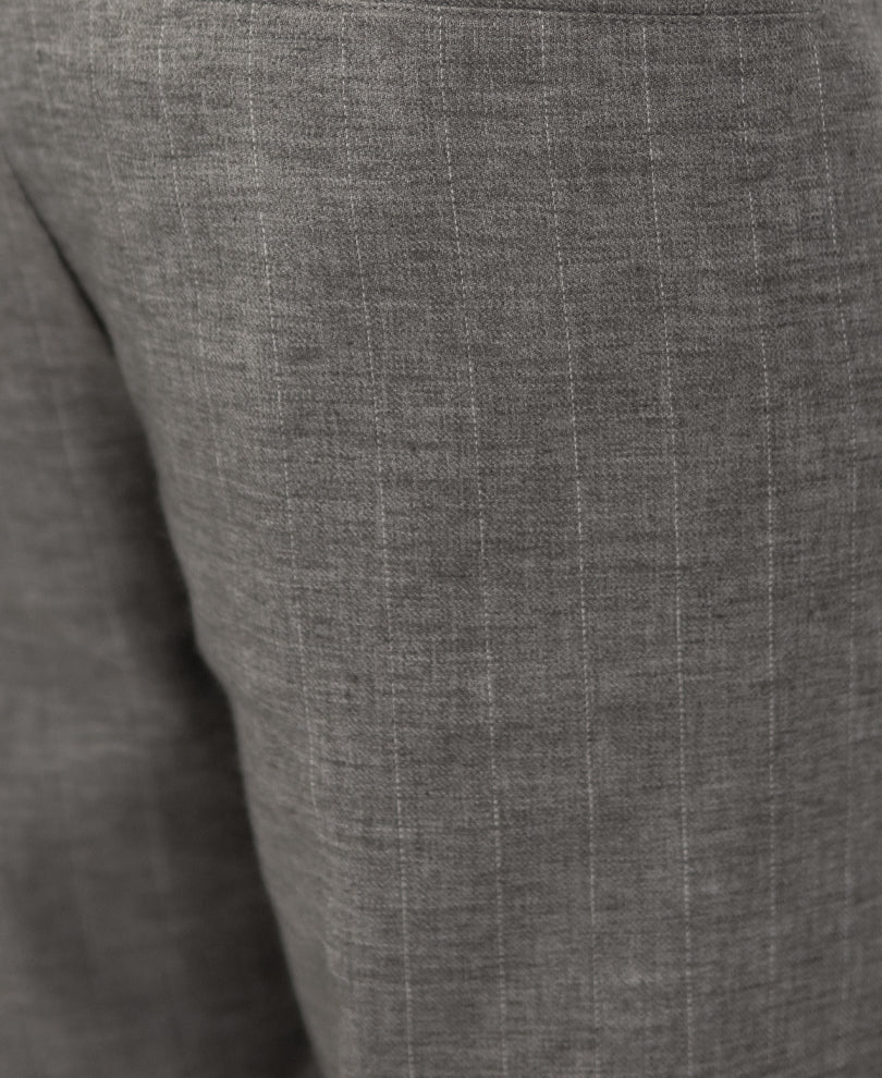 Grey Melange Striped Trouser