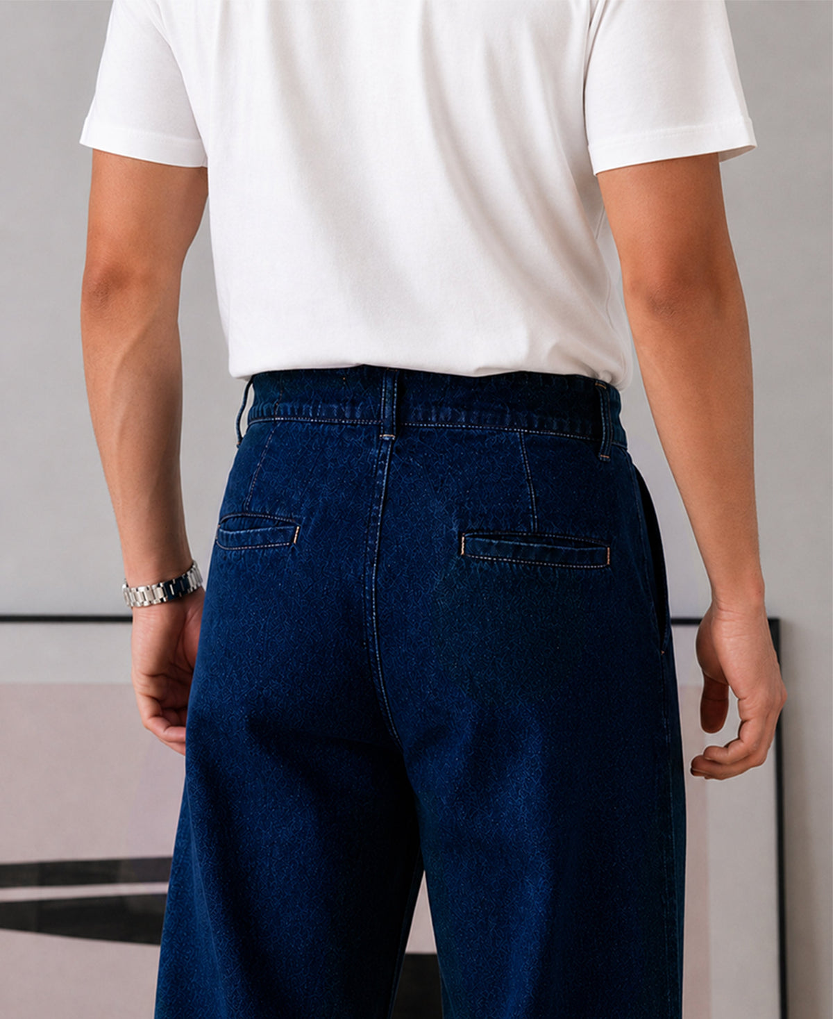 Indigo Pleated Denim Gurkha Pants