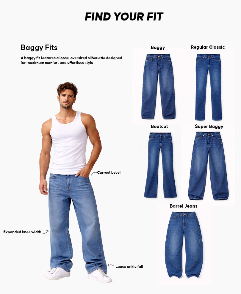 Blue Distressed Baggy Jeans