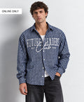 Blue Embroidered Micro Checks Shirt