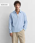 Blue Striped Zipper Shirt